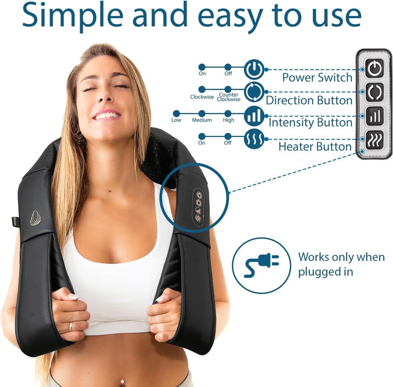 InvoSpa Shiatsu Massager with Heat - Deep Tissue Kneading Pillow for Neck, Shoulders, and Back - Electric Full Body Massage - Image 2